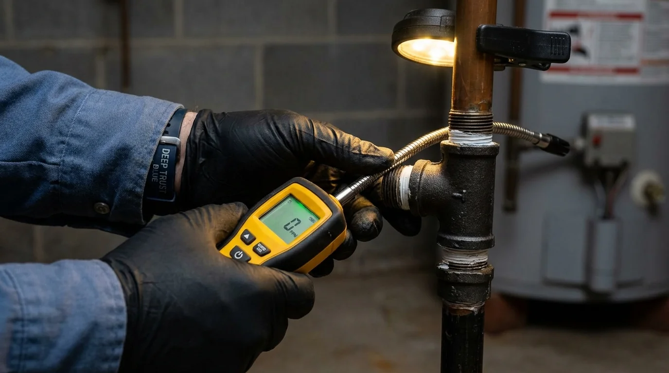 Gas leak detection with electronic sniffer by Johns Plumbing LLC in La Porte City